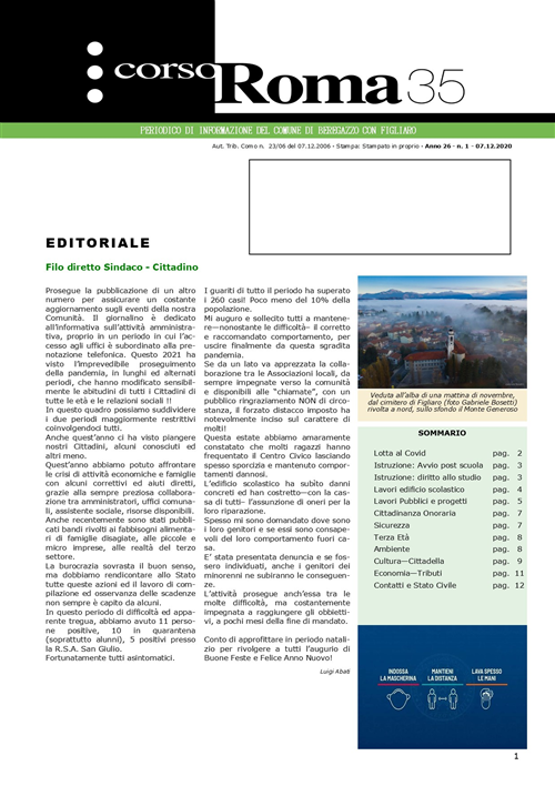 Periodico di informazione del Comune di Beregazzo con Figliaro  n. 1/2021
