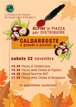 ALPINI in PIAZZA per distribuire CALDARROSTE a grandi e piccini