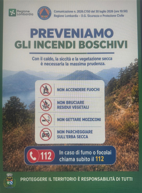 Prevenzione degli incendi boschivi: le raccomandazioni di Regione Lombardia